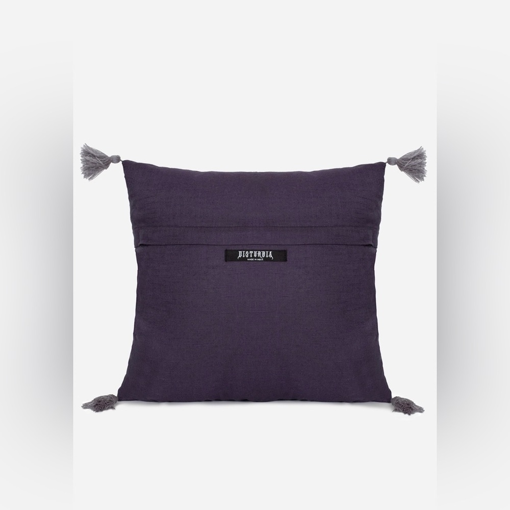 Disturbia Purple Gray Mandala Iris Rope Embroidery Throw Cushions | Set of 2 - Picture 3 of 4